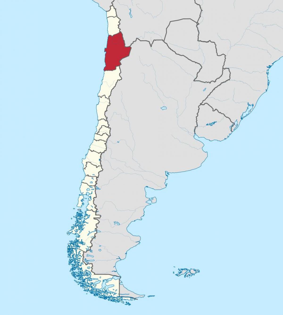 Carte d'antofagasta au Chili