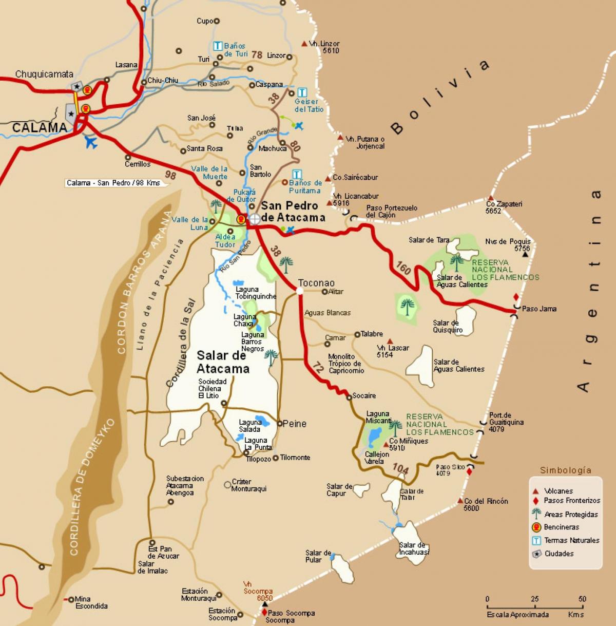 Carte de l'atacama au Chili