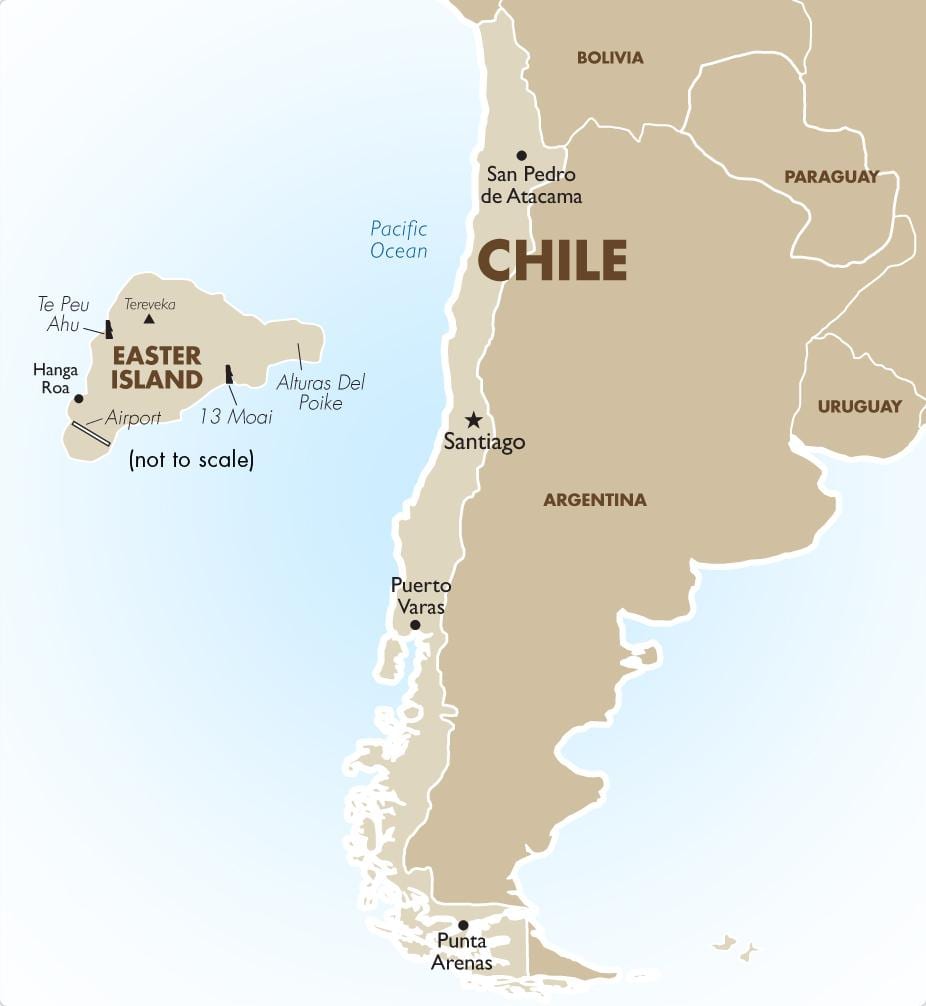 carte du Chili, y compris l'île de pâques