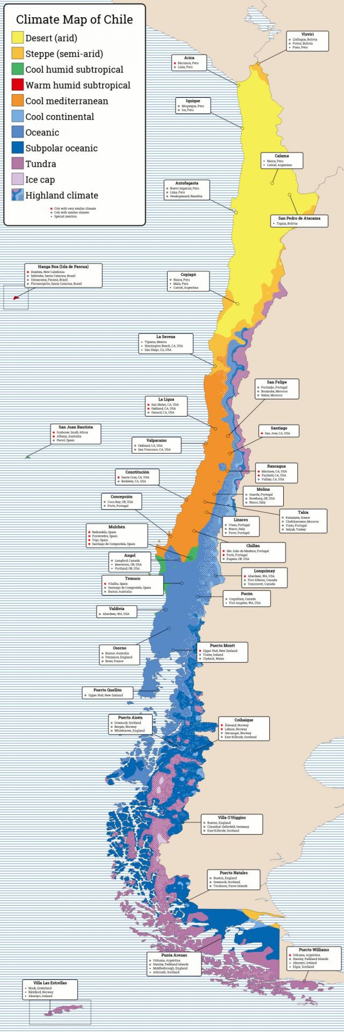 Carte du Chili climat