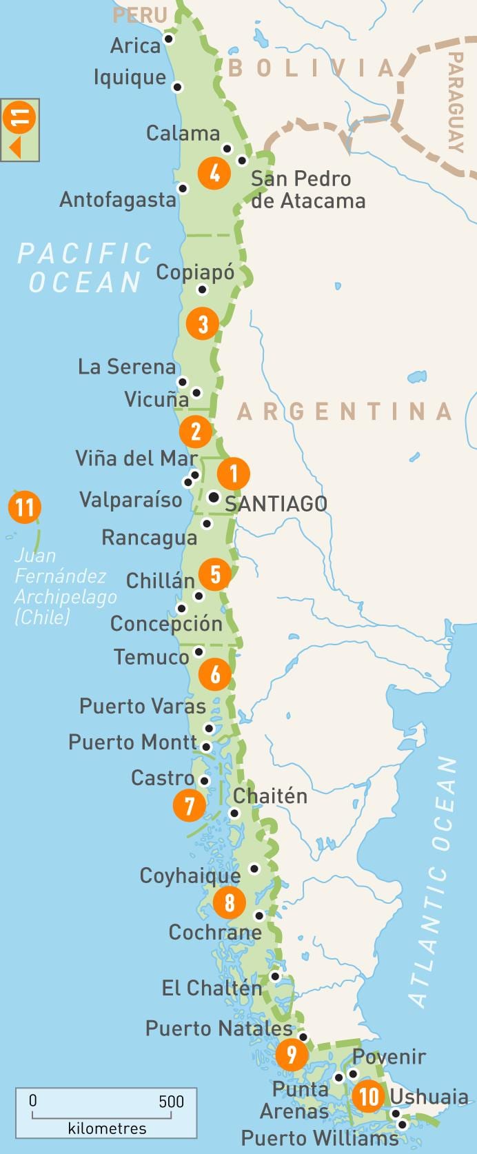 Chili provinces de la carte