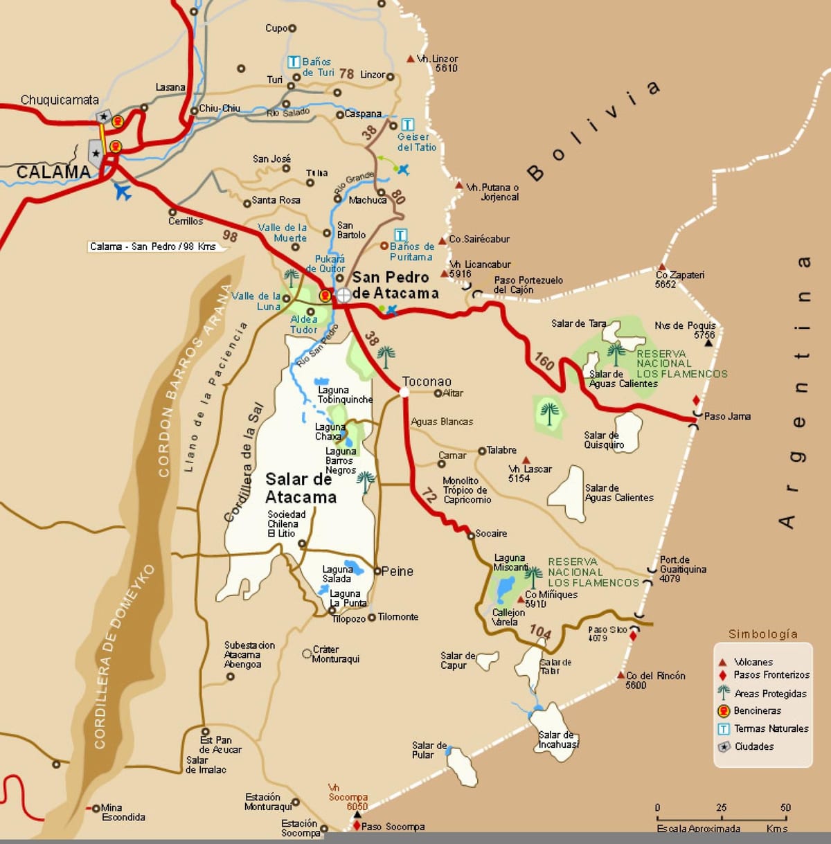 désert d'atacama au Chili carte
