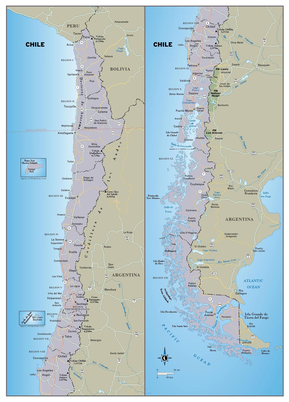 Carte du Chili voyage