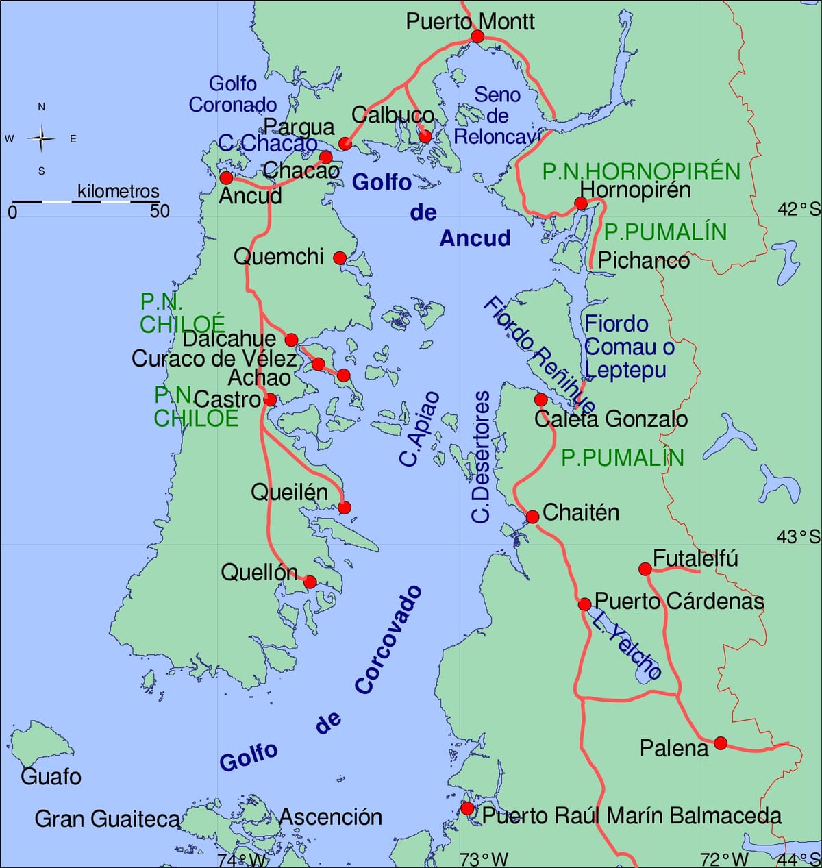 Carte de chiloé au Chili
