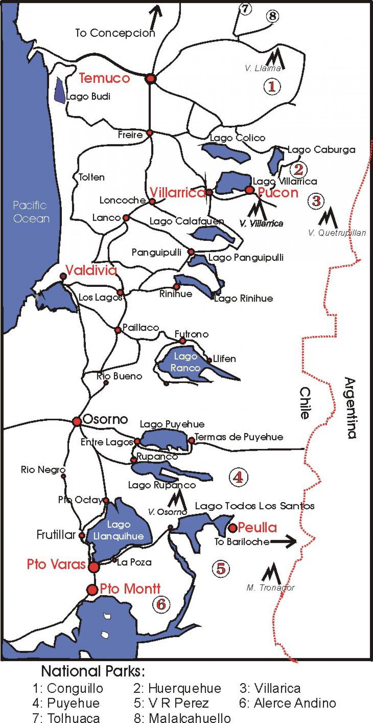 Carte de lake district Chili