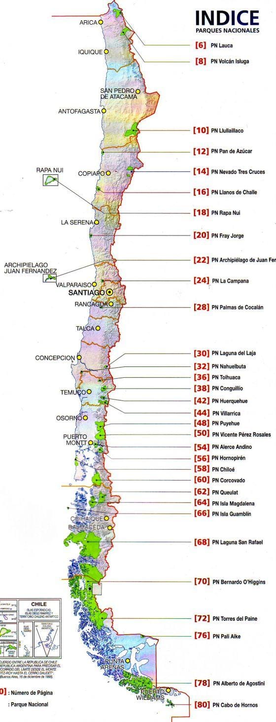 Carte du Chili rivière