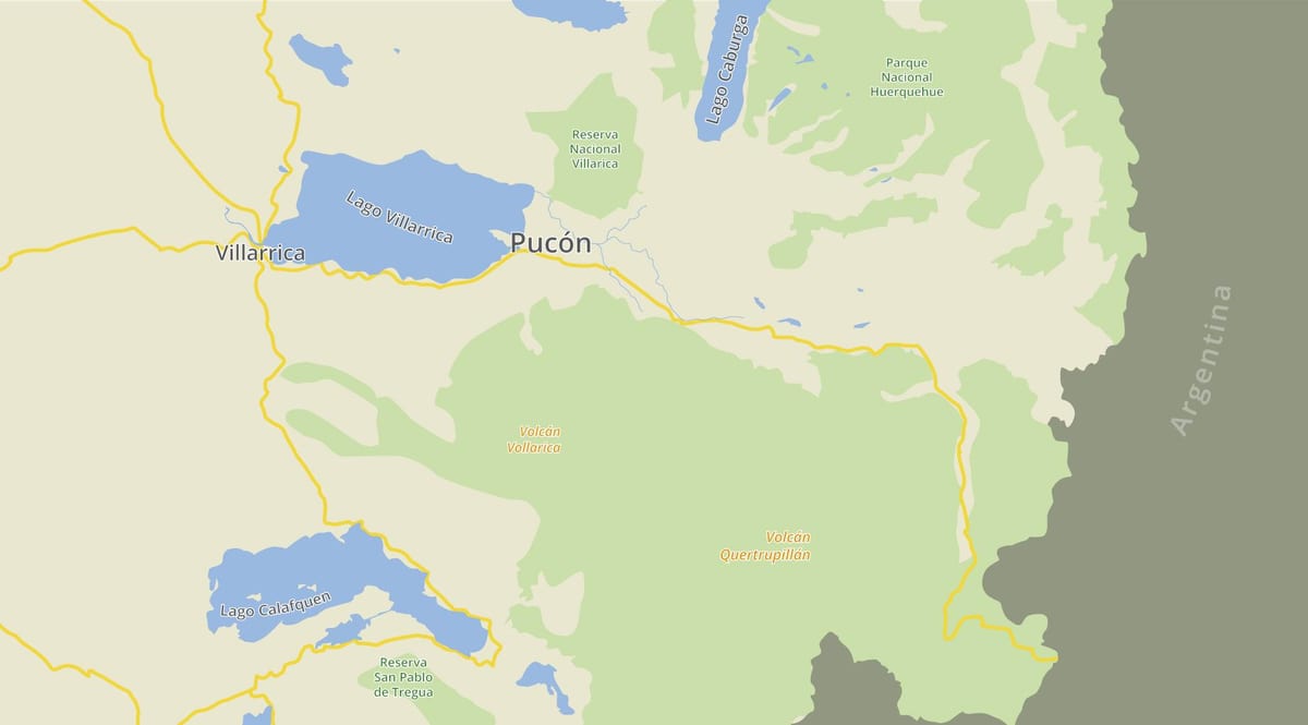 Carte de pucon au Chili