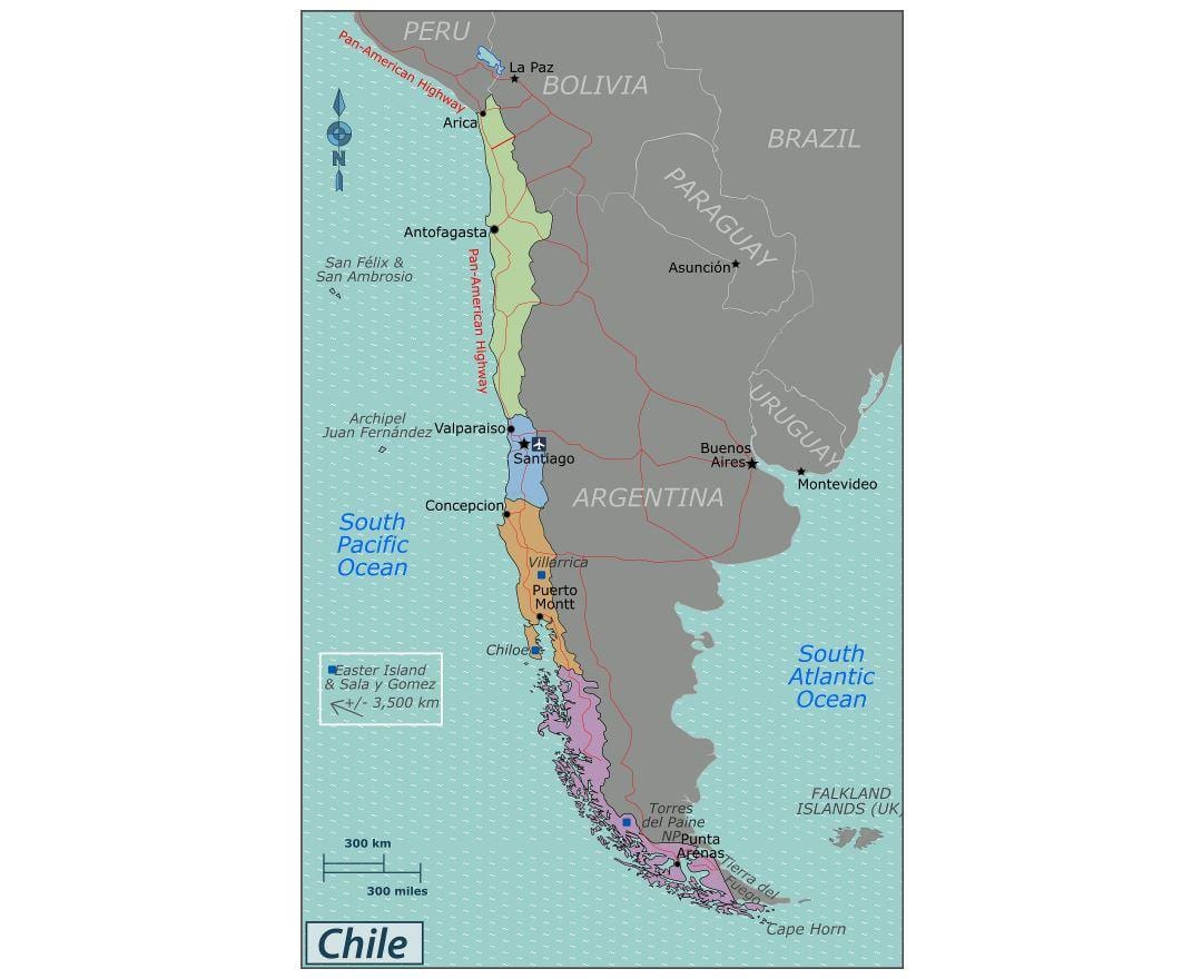 Carte de valdivia au Chili