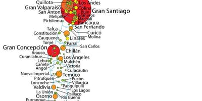 Chili la densité de la population de la carte