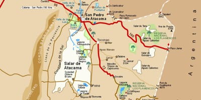 Désert d'Atacama au Chili carte