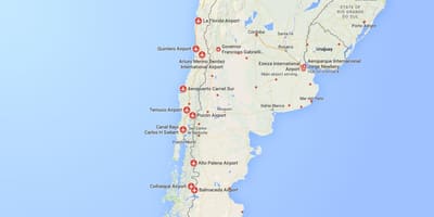La carte des aéroports de Chili