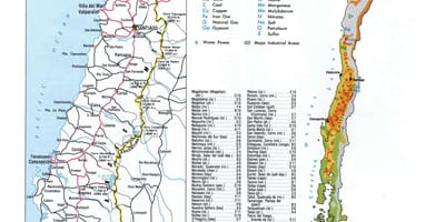 Carte du Chili ressources naturelles 