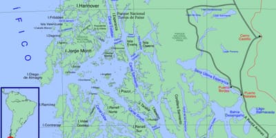 Carte des glaciers Chiliens