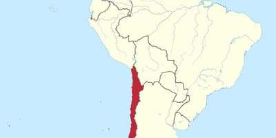 Le chili sur la carte de l'amérique du sud